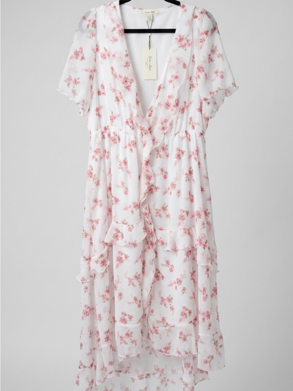 Haver & Blair White & Pink Floral Midi Dress NWT